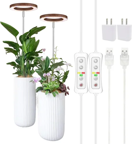 Miniatura 14 de Yadoker - Luz de cultivo LED de espectro completo para plantas de interior, lupa negra, altura ajustable, temporizador automático, bajo voltaje