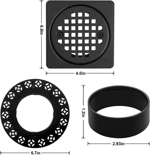 Miniatura 2 de Kit de rejilla de drenaje de 4 pulgadas compatible con Schluter Kerdi-Drain Flange Square Shower Floor Drenaje SS304 de acero inoxidable