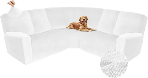 Miniatura 485 de Arfntevss Fundas de sofá seccional reclinable de terciopelo, Funda de sofá seccional de esquina para sofá reclinable, Funda elástica suave