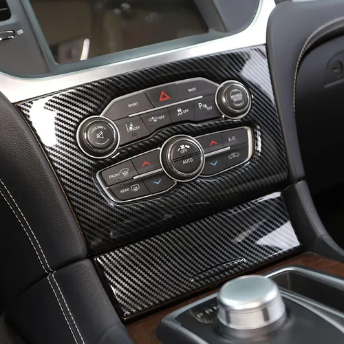 Miniatura 3 de crosselec Cubierta de panel de aire acondicionado con control central de fibra de carbono para Chrysler 300 2015-2021