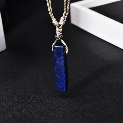 Miniatura 2 de JBAERD Collar de cuerda de cristal, collar con colgante rectangular, ajustable, piedra curativa natural, cuarzo, barra simple, amuleto de piedras