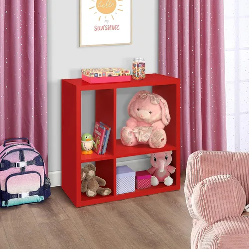 Miniatura 11 de Kings Brand Furniture - Katelyn - Estantería abierta de 4 cubos, organizador de almacenamiento de juguetes para niños (verde)