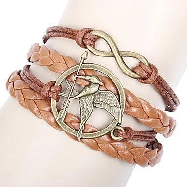 Miniatura 2 de Moda Vintage Hunger Games Birds Infinity Pulsera Cuero, Cuero