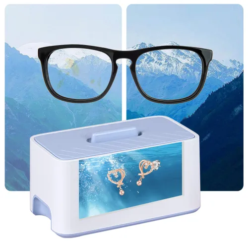Miniatura 8 de Máquina Limpiadora de Joyas Adiding, 1000mL (33.8oz) Limpiador Sónico de Retenedor y Anillo con 5 Modos de Tiempo y Función de Desgasificación Azul