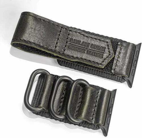 Miniatura 8 de Compatible with Apple Watch Band,Rugged Replacement Leather Nylon Strap With Three Buckle Loop Design For iWatch Ultra 3/2/1, Series
