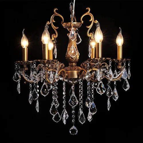 Candelabros de Cristal Candelabro Contemporáneo 6 Luces Iluminación de Isla Lámpara Colgante de Vela Luminaria de Techo para Comedor Sala de Estar