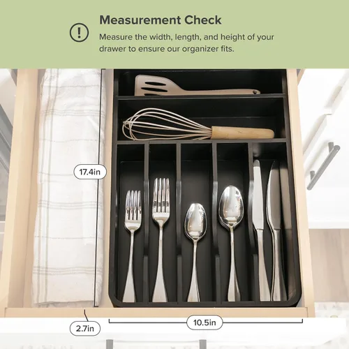 Miniatura 3 de Organizador de cubiertos KitchenEdge - Organizador para cubertería, cubiertos, y utensilios para cajones de cocina, ancho fijo de 10.5”, 7