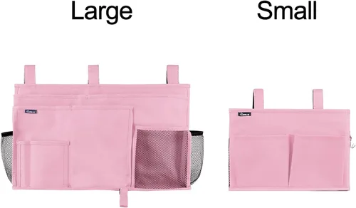 Miniatura 3 de Surblue Caddy Organizador Colgante Bolsa de Almacenamiento para Mesita de Noche para Literas y Camas de Hospital, Rosa, Pequeño