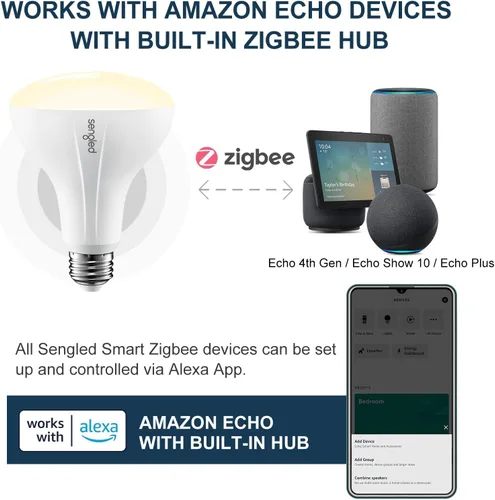 Miniatura 4 de Sengled Zigbee - Bombilla inteligente, funciona con SmartThings y Echo con hub integrado, control de voz con Alexa y Google Home, requiere blanco
