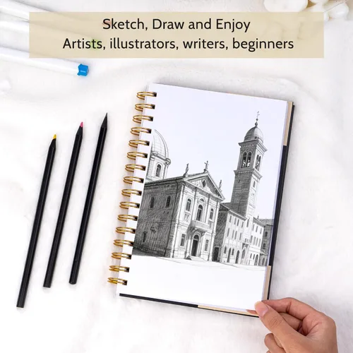 Miniatura 3 de Yoment Cuaderno de bocetos de 5.5" x 8.5" para dibujo, 100 hojas de tapa dura en espiral para niños (68lb/100gsm), cuaderno de bocetos de arte