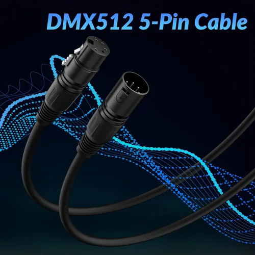Miniatura 2 de Cable DMX de 5 pines de 15 pies, DMX512 XLR de 5 pines macho a hembra, transmisión de señal premium para iluminación de escenario, controlador