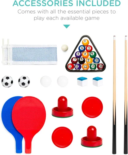 Miniatura 6 de Best Choice Products Serie de mesas de juegos múltiples – Mesas de juego interactivas 4 en 1 y 11 en 1 para niños con futbolín, hockey sobre aire, 4