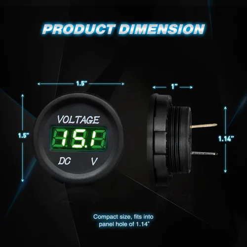 Miniatura 3 de Nilight Panel de voltímetro de pantalla digital LED DC12V Panel redondo digital impermeable VoltVolt Tester Gauge para barco, vehículo marino