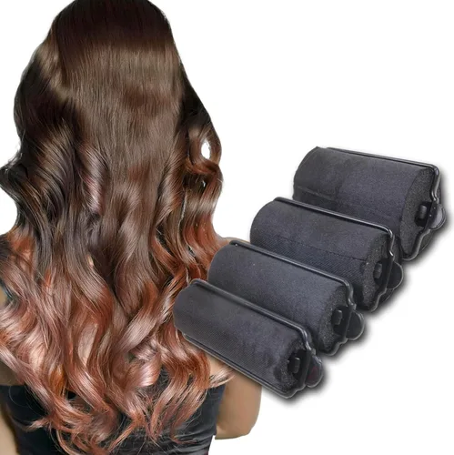Miniatura 7 de DONNA Silky Sastin Foam Roller 7/8 "(D) MEDIANO 10PCS Rizadores de pelo con clips para peluquería y peinado sin calor - NEGRO 7/8"(D) Medium