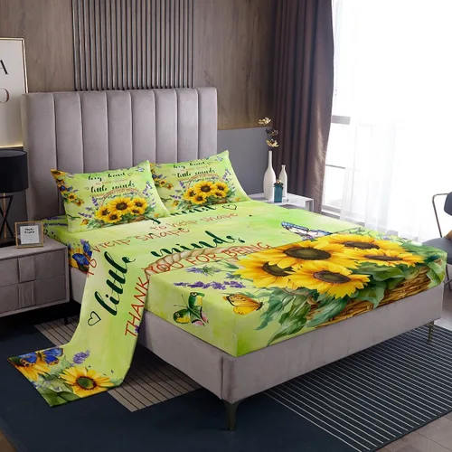Miniatura 16 de Regalos de jubilación para mujer, juego de sábanas de tamaño individual, sábanas de girasol, regalo para profesores, cesta de cosecha floral, juego