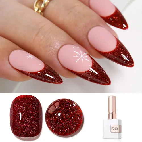 Miniatura 21 de Double Rhythm Esmalte de gel con purpurina de nieve de 0.5 fl oz, color holográfico reflectante para arte de uñas, salón de manicura y bricolaje