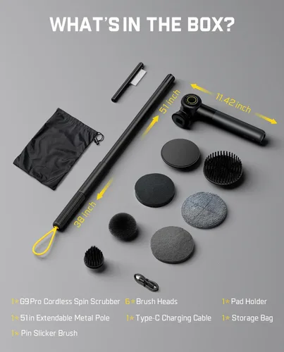 Miniatura 9 de Fanttik Flip G9 Pro - Limpiador eléctrico, motor VoltiPulse, limpiador de doble velocidad con 6 cabezales de cepillo, ángulo ajustable y mango Negro