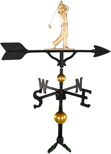 Miniatura 8 de Montague Metal Products Veleta de 32 pulgadas con adorno de golfista negro satinado