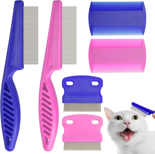 Miniatura 8 de Peine para pulgas para gatos y perros, paquete de 6 peines para piojos de mascotas, juego de mascotas para mascotas pequeñas, medianas y grandes