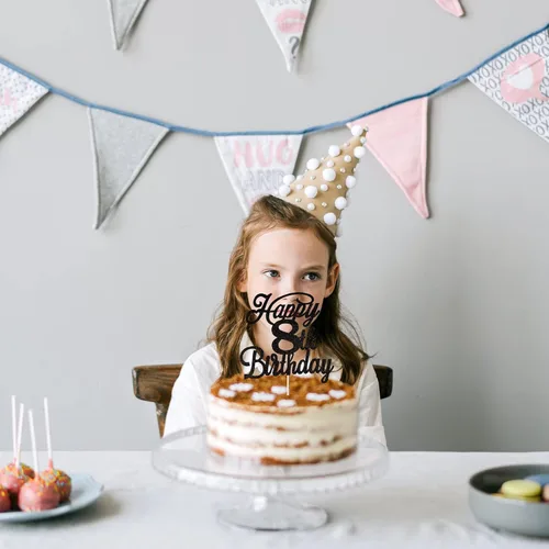 Miniatura 6 de Rsstarxi 1 paquete de decoración para tarta de cumpleaños 8 con purpurina negra de 8 años y fabulosos saludos a 8 años de edad, para celebrar el 8º