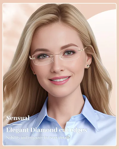 Miniatura 6 de LUFF Rimless Reading Glasses for Women,Stylish Blue Light Blocking Computer Readers,Anti Eyestrain Frameless Lens diamond
