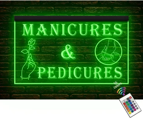 160055 Manicuras y pedicuras Cuidado de las uñas Salón de belleza Tienda abierta Decoración del hogar Pantalla LED Luz Neón Letrero (12 x 8 16
