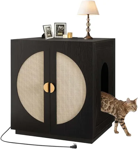 unipaws Caja de arena para gatos extra grande para cajas de arena automáticas y autolimpiantes, armario alto con estación de carga, casa oculta de