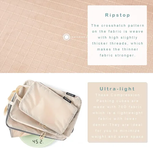 Miniatura 140 de BAGAIL 4 Set/6 Set Ultraligero Compresión Embalaje Cubos Organizador de Embalaje para Accesorios de Viaje Equipaje Maleta Mochila