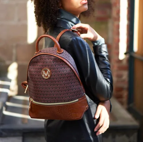 Miniatura 3 de MKF Collection Mochila para mujer, bolsa de viaje de cuero vegano con asa superior