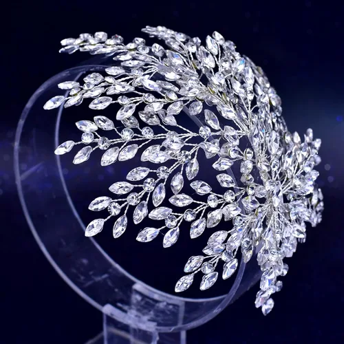 Miniatura 3 de TRiXY Diadema de boda para el pelo de novia, accesorios para el cabello con diamantes de imitación para novias y damas de honor, tocados de fiesta