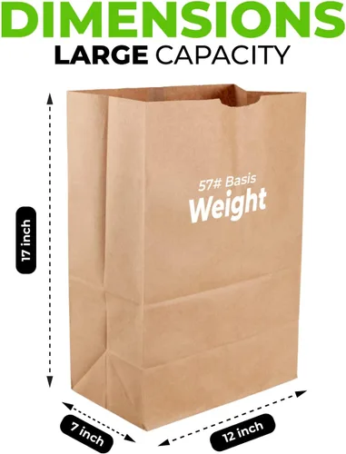 Miniatura 3 de PrimeSaver Bolsas de papel resistentes de 12 x 7 x 17 pulgadas, bolsas de compras grandes de papel kraft marrón para comestibles, venta al por