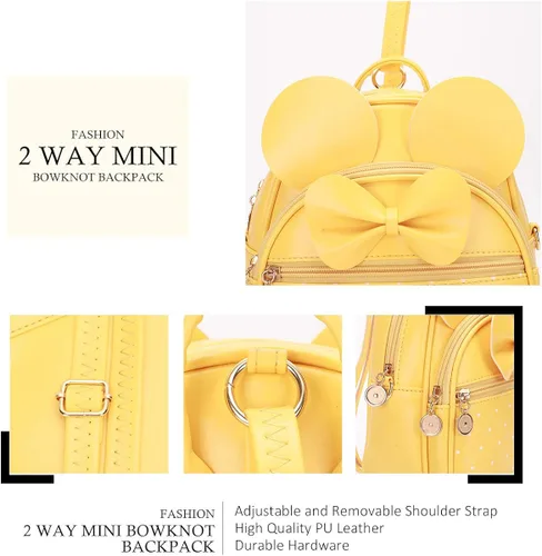 Miniatura 3 de KL928 - Mochila mini con diseño de lunares lindo y moño para niñas convertible a bandolera y bolso para mujeres