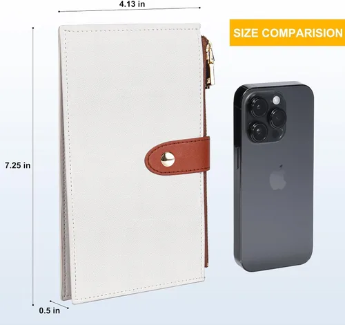 Miniatura 2 de Travelambo Billeteras de cuero para mujer, delgada, con bloqueo RFID, billetera plegable para tarjetas de crédito, Marrón beige