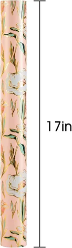 Miniatura 2 de Rollo de papel de regalo floral Merture - 43.2 cm X 10 m - 1 rollo (4.32 m². total) Papel de regalo rosa para boda Papel de regalo para boda