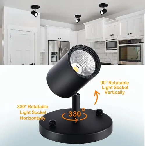 Miniatura 6 de CLOUDY BAY Lámpara de techo LED de montaje empotrado, CRI90+ 9W 3000K 4000K 5000K seleccionable regulable, cabezal de luz de pista de techo