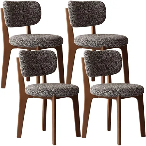 Miniatura 63 de YVYKFZD Solid Wood Dining Chairs, Fabric Dining Room Chair Set of 2/4/6, Upholstered Kitchen Chairs with Curved Backrest, Armless Living Room Chair