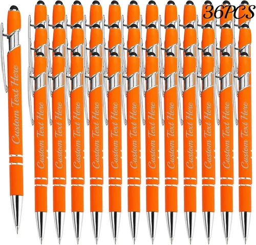 Miniatura 36 de Aolun 108 bolígrafos personalizados al por mayor con stylus grabado, bolígrafos personalizados, metal suave al tacto, grabado de nombre, logotipo