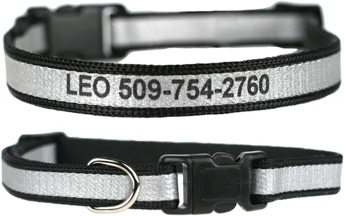 Miniatura 3 de GoTags Collares reflectantes extra pequeños para perros, grabado personalizado con nombre de mascota y número de teléfono, collar de perro ajustable