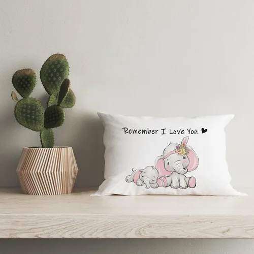 Miniatura 2 de HIWX Funda de almohada decorativa con texto en inglés «Cute Elephant Remember I Love You», funda de almohada decorativa para sofá, cama, habitación