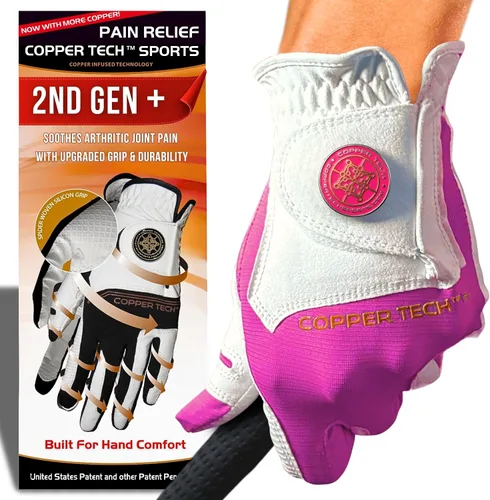 Miniatura 16 de Copper Tech Plus Ladies Golf Gloves Women (2nd Gen) Copper Compression Joint Support with Flexible & Comfortable Fit Tacky Silicone Pad