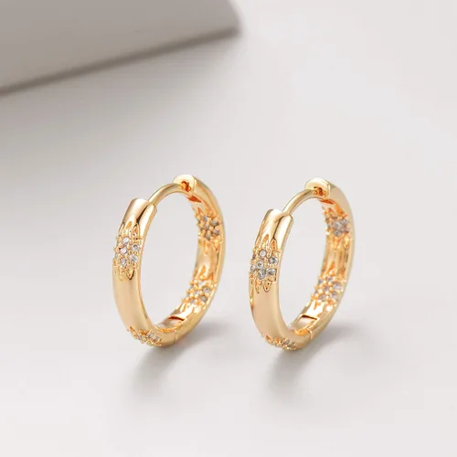 Miniatura 7 de GUEMER Aretes de aro Huggie chapados en oro de 14 quilates, delicados y gruesos, con incrustaciones de zriconia cúbica, para dormir, pequeño