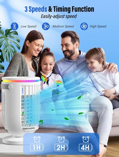 Miniatura 6 de Aire acondicionado portátil, ventilador con función de rotación de 120°, mini aire acondicionado evaporativo JYew para habitación, enfriador de aire