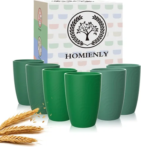 Miniatura 37 de Homienly Juego de vasos apilables con popote de trigo inastillable, vasos de cocina irrompibles para niños y adultos, reutilizables, aptos para 8