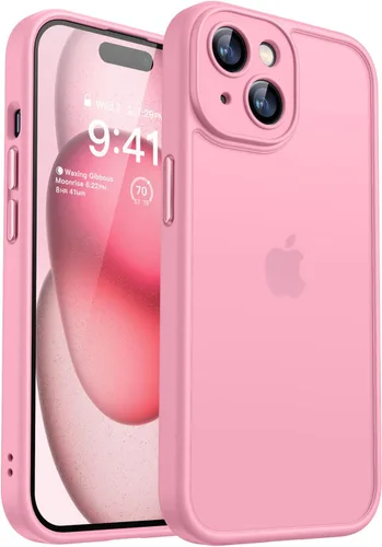 CANSHN Funda mejorada para iPhone 15 [protección completa de la cámara] [mate translúcido] Funda protectora a prueba de golpes para iPhone 15 de 6.1