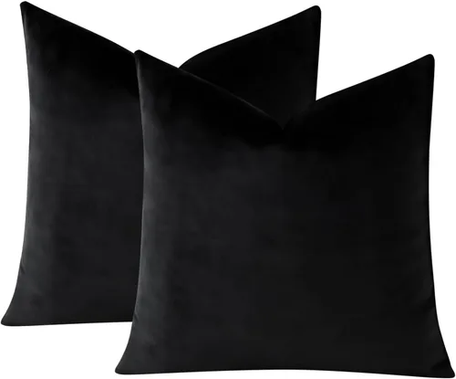 Miniatura 6 de OTOSTAR Juego de 2 fundas de almohada decorativas de terciopelo suave de 24 x 24 pulgadas, fundas de cojín cuadradas sólidas para decoración