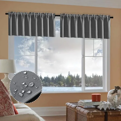 Miniatura 32 de XTMYI Cortinas de tela impermeable de 30 pulgadas para ventana de baño, cocina, mini ducha, pequeños paneles de cortina opacas cortos, juego de 2