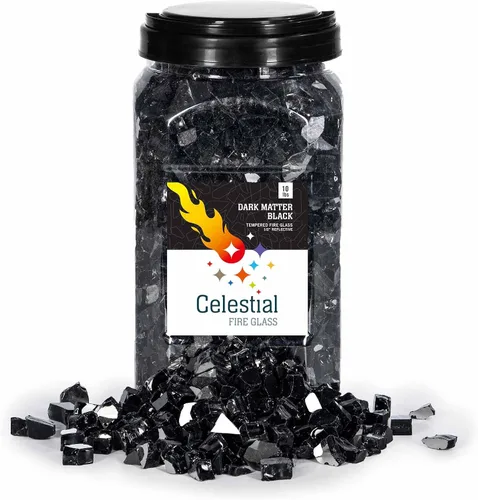Miniatura 2 de Vidrio para fuego templado reflectante de 1/2 pulgada con alto lustre en color Dark Matter Black (Negro Materia Oscura), en un frasco de 10 libras