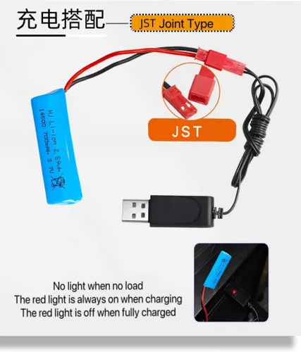 Miniatura 4 de 3.7V 14500 RC Batería de coche 700mAh batería recargable de iones de litio JST para doble cara RC Stunt Car RC Car RC Boat Tumbling Anfibio RC Truck