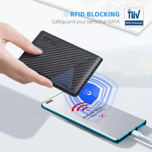 Miniatura 95 de Zitahli - Billeteras delgadas RFID para hombres, billetera de cuero flexible con clip de dinero, cartera minimalista con bolsillo frontal