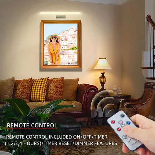 Miniatura 2 de Luz de imagen, luz de arte a control remoto con brillo regulable, temporizador preestablecido para pinturas, luz de exhibición de metal completo
